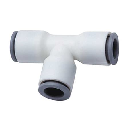 Parker 6304 56 00WP2 - Push-Fit Tee Fitting, 1/4 in Tube Size, Nylon, White, 10 PK