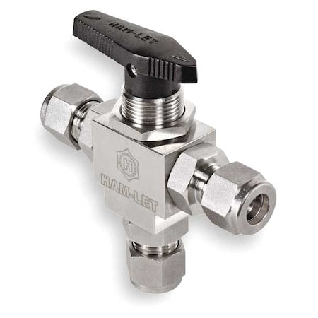 Ham-Let H-6800-SS-L-3/8-ICST - 3/8" Compr Stainless Steel Mini Ball Valve 3-Way