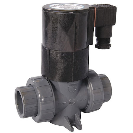 Hayward Flow Control SV10100STV - Solenoid Valve, 2-Way, 2-Position, Normally Closed, 1 in Pipe Size, 120 V AC, Inline Single, PVC