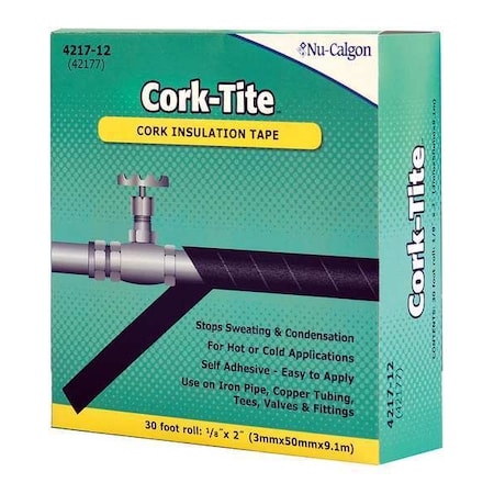 Nu-Calgon 4217-12 - Cork Tape,Self Adhesive,30 Ftx2 In,Black