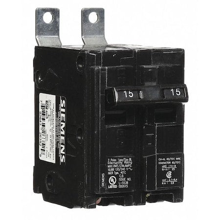 Siemens B215 - Miniature Circuit Breaker, BL Series, 15 A, 2 Pole, 120/240 V AC, 10k A at 120/240 V AC
