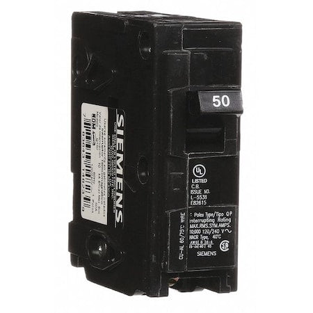 Siemens Q150 - Miniature Circuit Breaker, Q Series, 50 A, 1 Pole, 120 V AC, 10k A at 120 V AC