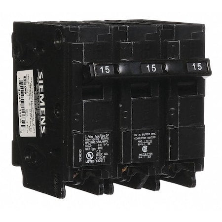 Siemens Q315 - Miniature Circuit Breaker, QP Series, 15 A, 3 Pole, 240 V AC, 10k A at 120 V AC