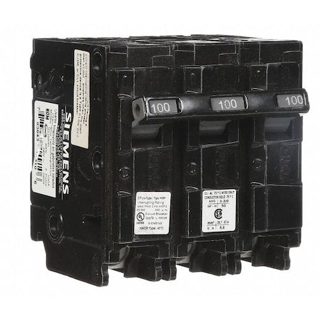 Siemens Q3100 - Miniature Circuit Breaker, QP Series, 100 A, 3 Pole, 240 V AC, 10k A at 120 V AC