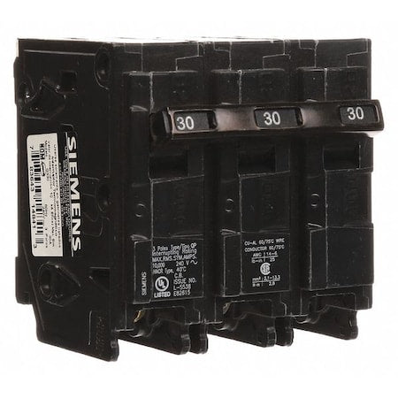 Siemens Q330 - Miniature Circuit Breaker, Q Series, 30 A, 3 Pole, 240 V AC, 10k A at 120 V AC