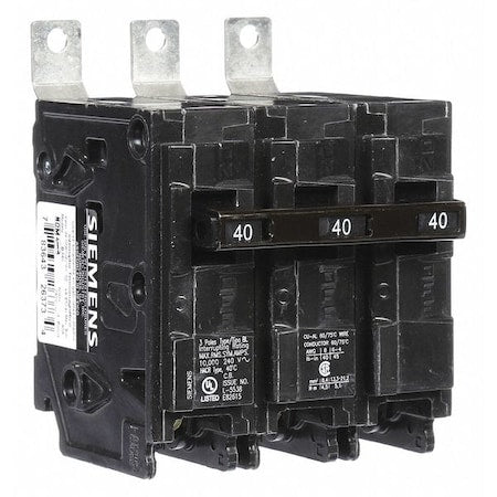Siemens B340 - Miniature Circuit Breaker, BL Series, 40 A, 3 Pole, 240 V AC, 10k A at 240 V AC