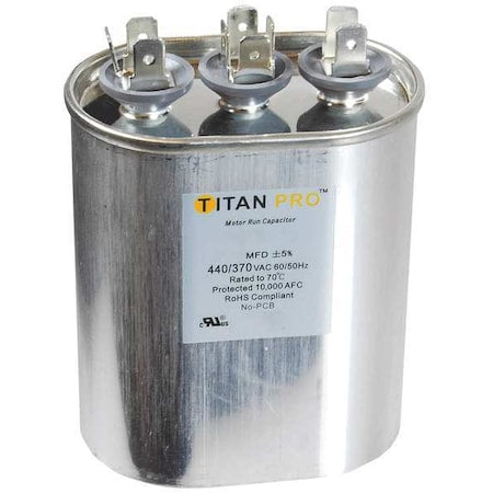 Titan Pro TOCFD155 - Motor Dual Run Cap, 15/5 MFD, 370-440 V, Oval