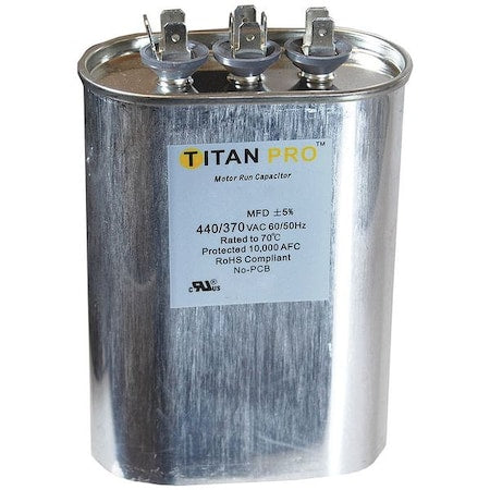 Titan Pro TOCFD605 - Motor Dual Run Cap, 60/5 MFD, 370-440 V, Oval