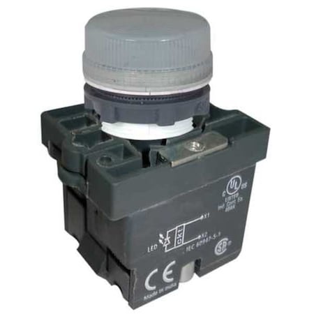 Dayton 30G208 - Pilot Light, LED, 22mm, 24 VAC/DC, WH, Plastic