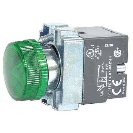 Dayton 30G213 - Pilot Light, LED, 22mm, 24 VAC/DC, GR, Cr