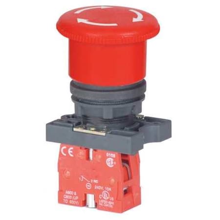 Dayton 30G252 - Emergency Stop Push Button, 22 mm, 1 NC, Red