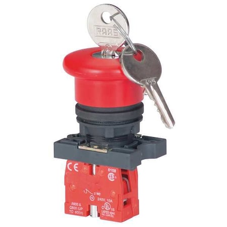Dayton 30G256 - Emergency Stop Push Button, 22 mm, 1 NC, Red