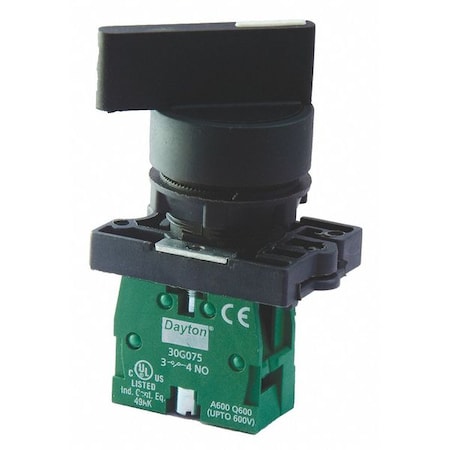 Dayton 30G266 - Selector Switch, Non-Illum, 2 Pos, 22 mm