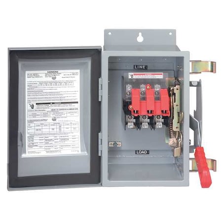 Siemens HF364PV - Fusible, Safety Disconnect Switch, Heavy Duty, 600 V, 3 PST, NEMA 1