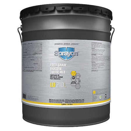 Sprayon S21005000 - Food Grade Silicone Lubricant, 5 Gal.