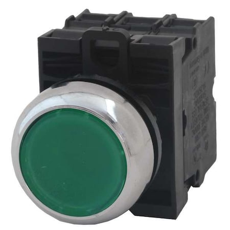 Eaton M22M-DL-G-K20-G - Illum Push Button,Full Voltage,Green,2 NO