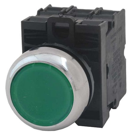Eaton M22M-DL-G-K20-230G - Illuminated Push Button, 22 mm, 2 NO, Green