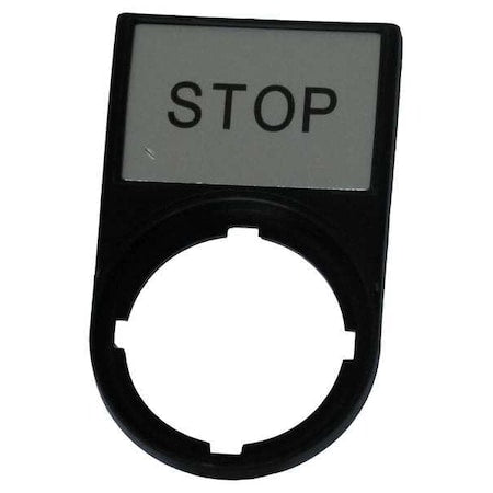 Eaton M22S-ST-GB0 - Legend Plate,Stop,Black/Black,Half-Round