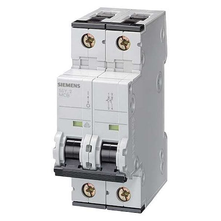 Siemens 5SY42138 - Circuit Breaker, 5 SY4 Series, 13 A, 2 Pole, 400 V AC, 10k A at 400 V AC, D Curve