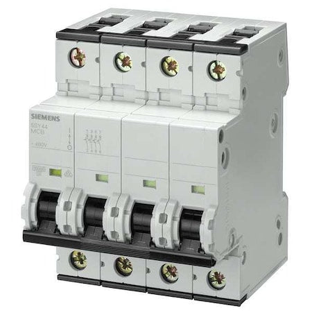 Siemens 5SY44147 - Circuit Breaker, 5 SY4 Series, 0.3 A, 4 Pole, 400 V AC, 10k A at 400 V AC, C Curve