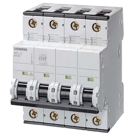 Siemens 5SY46255 - Circuit Breaker, 5 SY4 Series, 25 A, 3+N Pole, 400 V AC, 10k A at 400 V AC, A Curve