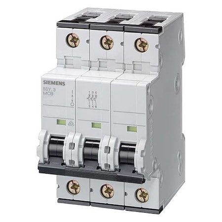 Siemens 5SY63157 - Circuit Breaker, 5 SY6 Series, 1.6 A, 3 Pole, 400 V AC, 5k A at 400 V AC, C Curve