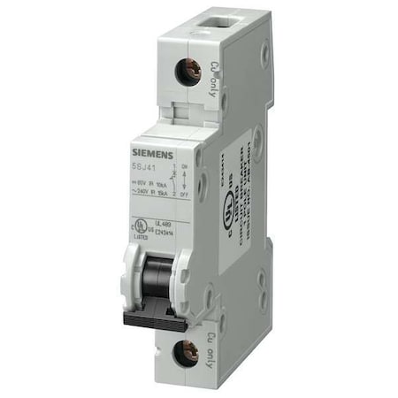 Siemens 5SJ41028HG40 - IEC Miniature Circuit Breaker, 5 SJ4 Series, 2 A, 1 Pole, 240 V AC, 14k A at 240 V AC, D Curve