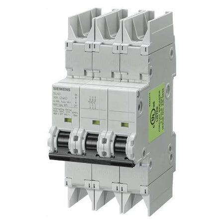 Siemens 5SJ43107HG42 - Miniature Circuit Breaker, 5 SJ4 Series, 10 A, 3 Pole, 277/480 V AC, 10k A, C Curve
