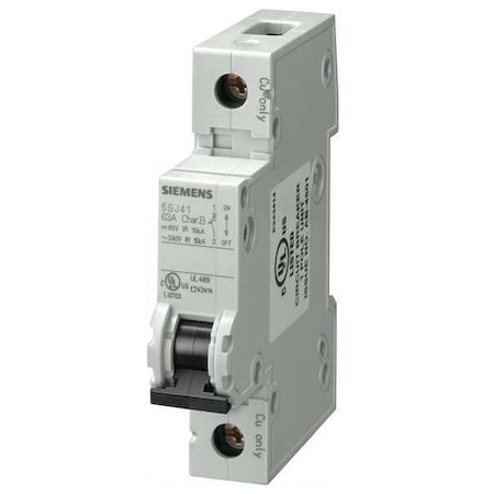 Siemens 5SJ41167HG40 - IEC Miniature Circuit Breaker, 5 SJ4 Series, 16 A, 1 Pole, 240 V AC, 14k A at 240 V AC, C Curve