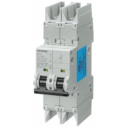 Siemens 5SJ42018HG42 - Miniature Circuit Breaker, 5 SJ4 Series, 1 A, 2 Pole, 277/480 V AC, 10k A, D Curve