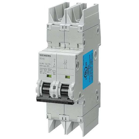 Siemens 5SJ42187HG42 - IEC Miniature Circuit Breaker, 5 SJ4 Series, 15 A, 2 Pole, 277/480 V AC, 10k A at 277/480 V AC, C Curve