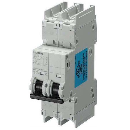 Siemens 5SJ42028HG41 - Miniature Circuit Breaker, 5 SJ4 Series, 2 A, 2 Pole, 240 V AC, 14k A, D Curve