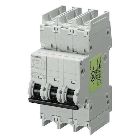 Siemens 5SJ43607HG41 - Miniature Circuit Breaker, 5 SJ4 Series, 60 A, 3 Pole, 240 V AC, 10k A, C Curve