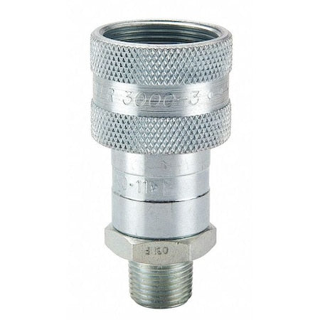 Parker 3050-2 - Hydraulic Quick Connect Hose Coupling, Steel Body, Sleeve Lock, 1/4"-18 Thread Size, 3000 Series