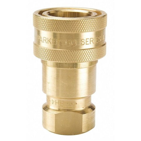 Parker BH2-60 - Hydraulic Quick Connect Hose Coupling, Brass Body, Sleeve Lock, 1/4"-18 Thread Size, 60 Series