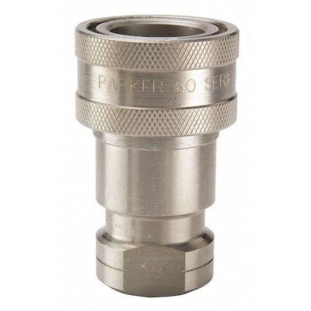 Parker SSH2-62Y - Hydraulic Quick Connect Hose Coupling, 316 Stainless Steel Body, Sleeve Lock, 1/4"-18 Thread Size