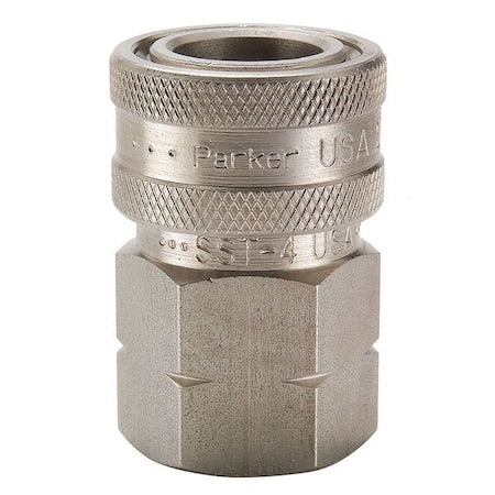Parker SST-2 - Hydraulic Quick Connect Hose Coupling, 303 Stainless Steel Body, Ball Lock, 1/4"-18 Thread Size