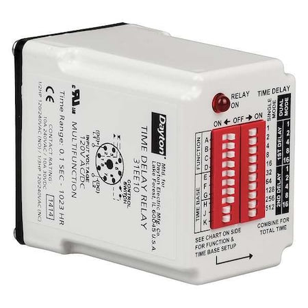 Dayton 31EE10 - Multifunction Time Delay Relay, Octal, 16 Functions 120 V AC, SPDT