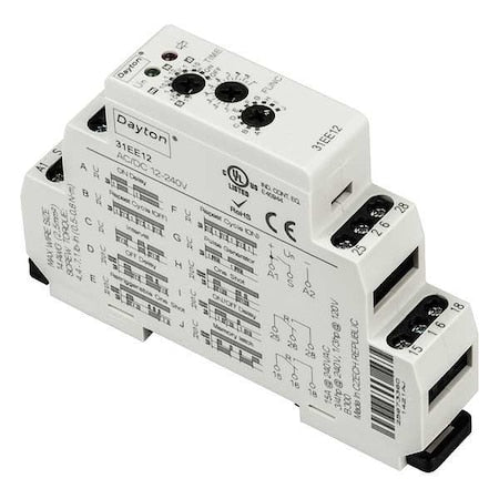 Dayton 31EE12 - Multifunction Time Delay Relay, 10 Functions 12 to 240 V AC/DC, DPDT