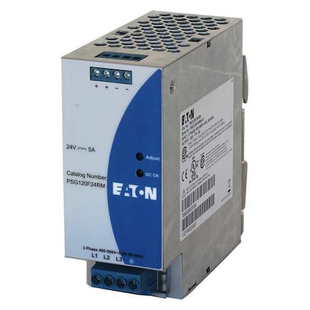 Eaton PSG120F24RM - AC to DC Power Supply, 320/600 V AC, 24 V DC, 120 W, 5 A, DIN Rail