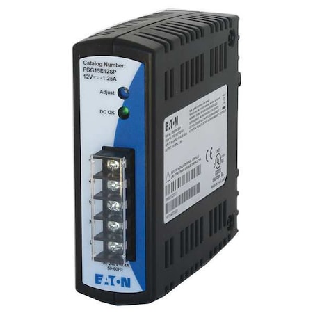 Eaton PSG15E12SP - DC Power Supply, 100/240 V AC, 12 V DC, 15 W, 1.25 A, DIN Rail
