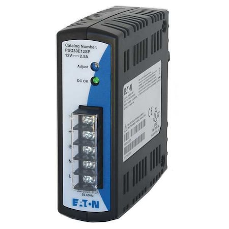 Eaton PSG30E12SP - DC Power Supply, 100/240 V AC, 12 V DC, 30 W, 2.5 A, DIN Rail