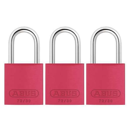 Abus 72/30 KA X 3 - Lockout Padlock, Keyed Alike, Aluminum, Red, 1 in Shackle Height, 1 1/4 in Body Width, 3 PK