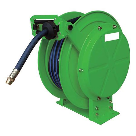 Speedaire 31XG62 - Spring Return Hose Reel, 3/8 in Hose Diameter, 100 ft Length, 300 psi Max. Pressure, Brass, Green