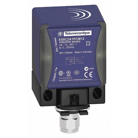Telemecanique Sensors XS8C2A1PCM12 - Inductive, Rectangular Proximity Sensor, PBT, M12, 3 Wires, Shielded