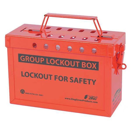 Zing 6061R - Group Lockout Box, Stainless Steel, Red