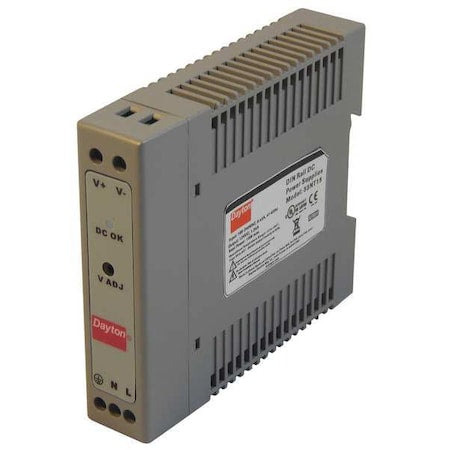 Dayton 33NT15 - DC Power Supply, 90/264 V AC, 12 V DC, 15 W, 1.25 A, DIN Rail