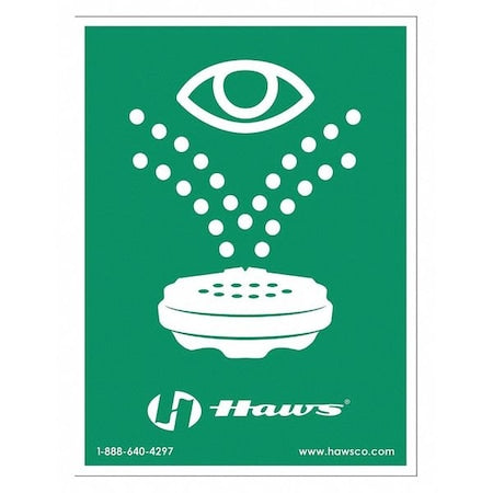 Haws SP175 - Eyewash Sign,Plastic,Green,12" L x 10" W