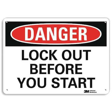 Lyle U3-1761-RA_10X7 - Danger Sign,4 Hole Mount,10in W x 7in H, U3-1761-RA_10 X7