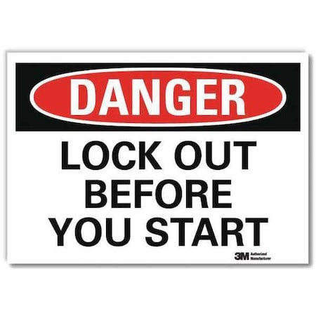 Lyle U3-1761-RD_10X7 - Danger Sign, 7 in Height, 10 in Width, Reflective Sheeting, Vertical Rectangle, English